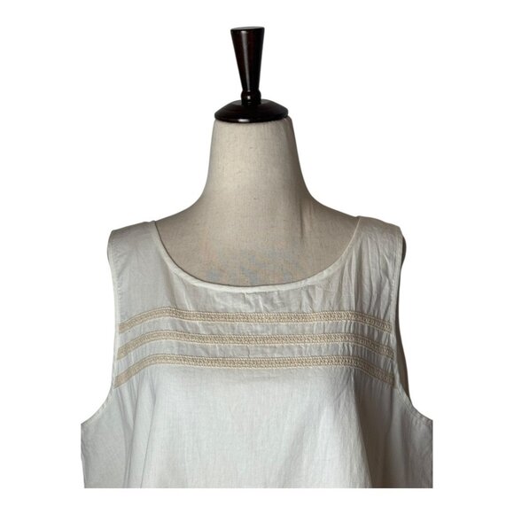 Lilla P Tank Top Women Large White Cotton Lace Double Layer Shell NWT Boho - Picture 3 of 10